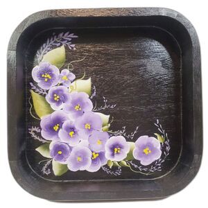 Vintage Hand-Painted Asian Wooden Tray Floral Motif & Elegant Craftsmanship